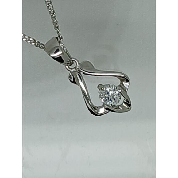 .925 Sterling Silver Simulated Diamond Pendant Necklace Minimalist Petite - Picture 3 of 14